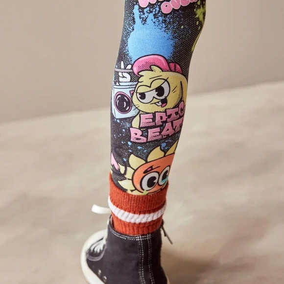 NEXT girls Black Graffiti Character Printed Leggings Size 11Y NWOT - Picture 6 of 7